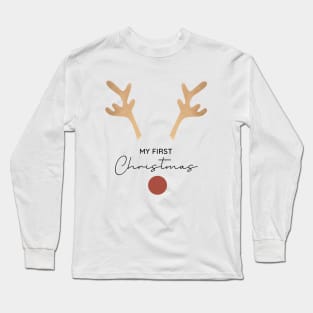 Baby's First Christmas, New Baby Gift Reindeer Christmas, 1st Christmas Bodysuit for Baby Long Sleeve T-Shirt